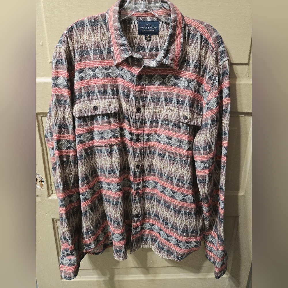 Lucky Brand Southwest Print Button Front Long Sleeve Shirt Size: Large